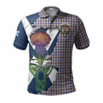 Tartan Vibes Clothing Boswell Tartan Family Crest Polo Shirt Scottish Thistle Celtic Inspired