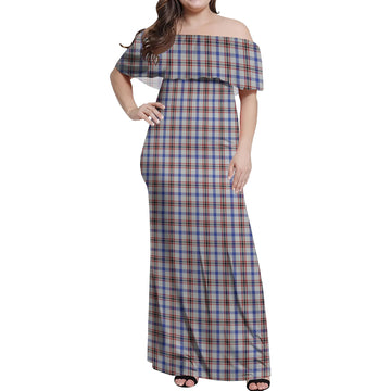Boswell Tartan Off Shoulder Long Dress Women's Dress - Tartan Vibes Clothing