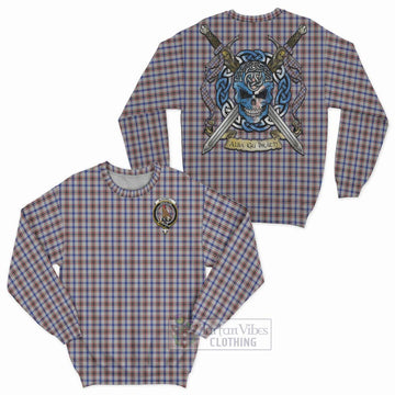 Boswell Tartan Sweatshirt with Family Crest Celtic Skull Style Unisex - Tartan Vibes Clothing