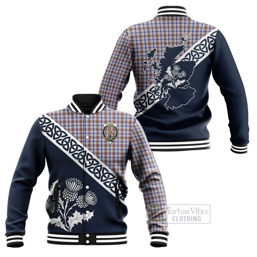 Boswell Tartan Baseball Jacket Featuring Thistle and Scotland Map Unisex - Tartan Vibes Clothing