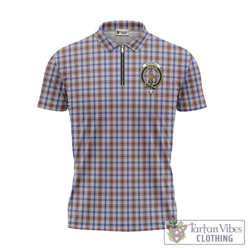 Boswell Tartan Zipper Polo Shirt with Family Crest