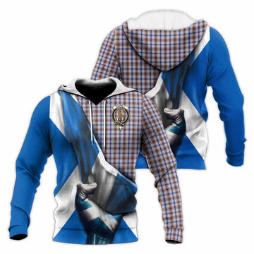 Boswell Tartan Knitted Hoodie with Family Crest Scotland Patriotic Style Unisex Knitted Pullover Hoodie - Tartan Vibes Clothing