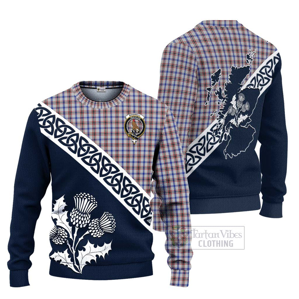 Boswell Tartan Ugly Sweater Featuring Thistle and Scotland Map Unisex - Tartan Vibes Clothing