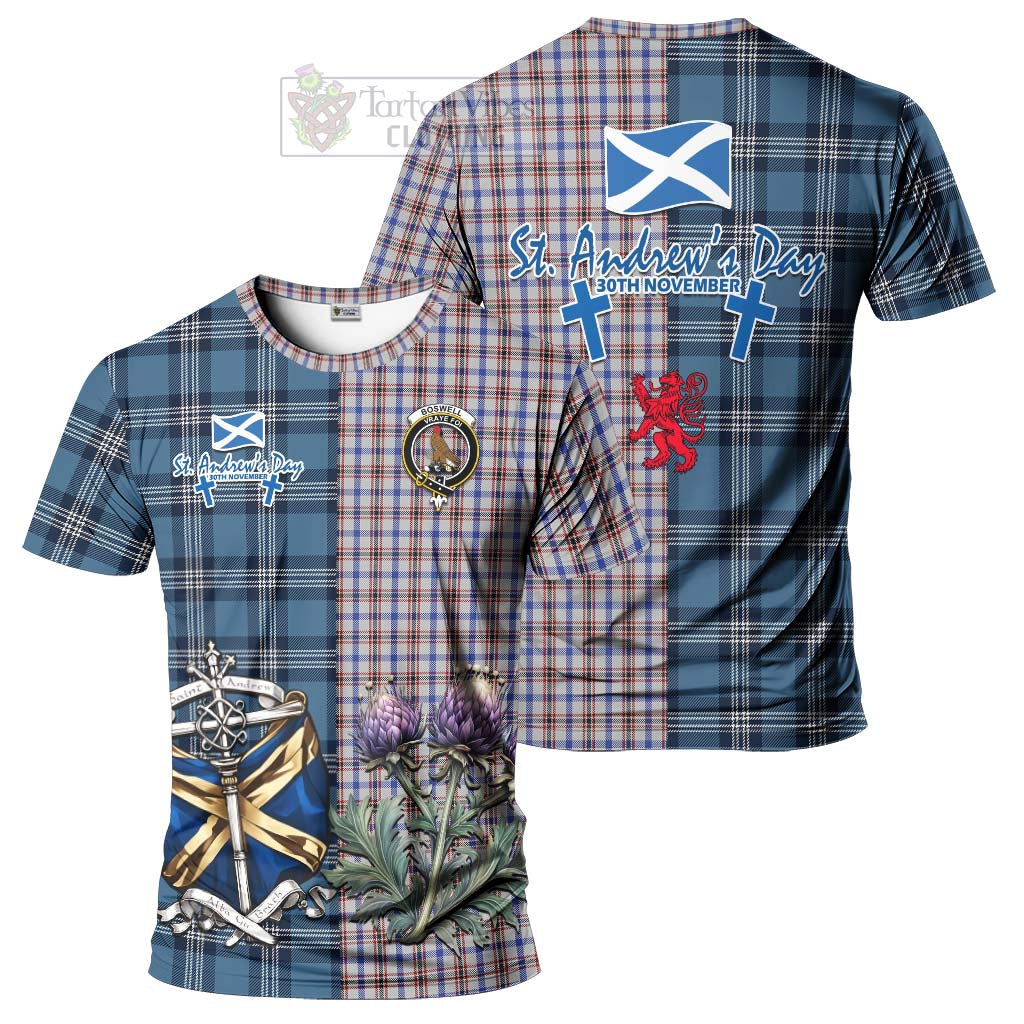 Boswell Tartan T-Shirt Happy St. Andrew's Day Half Tartan Style Kid's Shirt - Tartan Vibes Clothing