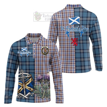 Boswell Tartan Long Sleeve Polo Shirt Happy St. Andrew's Day Half Tartan Style Unisex - Tartan Vibes Clothing