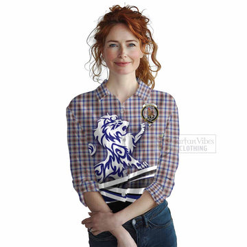 Boswell Tartan Women's Casual Shirt with Alba Gu Brath Regal Lion Emblem Female - Tartan Vibes Clothing
