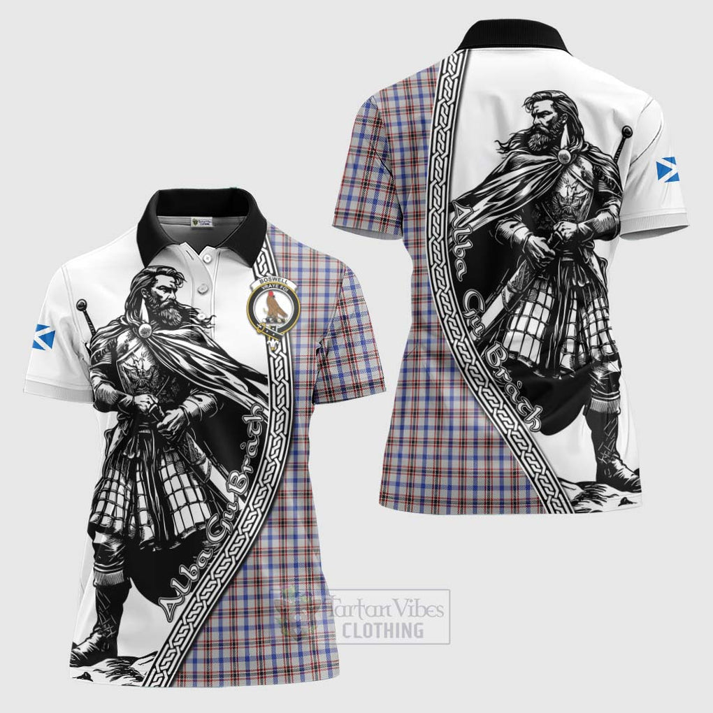 Boswell Tartan Clan Crest Women's Polo Shirt with Highlander Warrior Celtic Style Women - Tartan Vibes Clothing