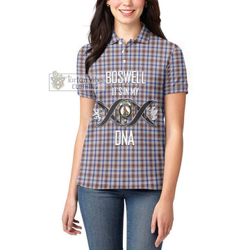 Boswell Tartan Women's Polo Shirt with Family Crest DNA In Me Style Women - Tartan Vibes Clothing