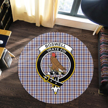Boswell Tartan Round Rug with Family Crest Premium Round Rug - Tartan Vibes Clothing