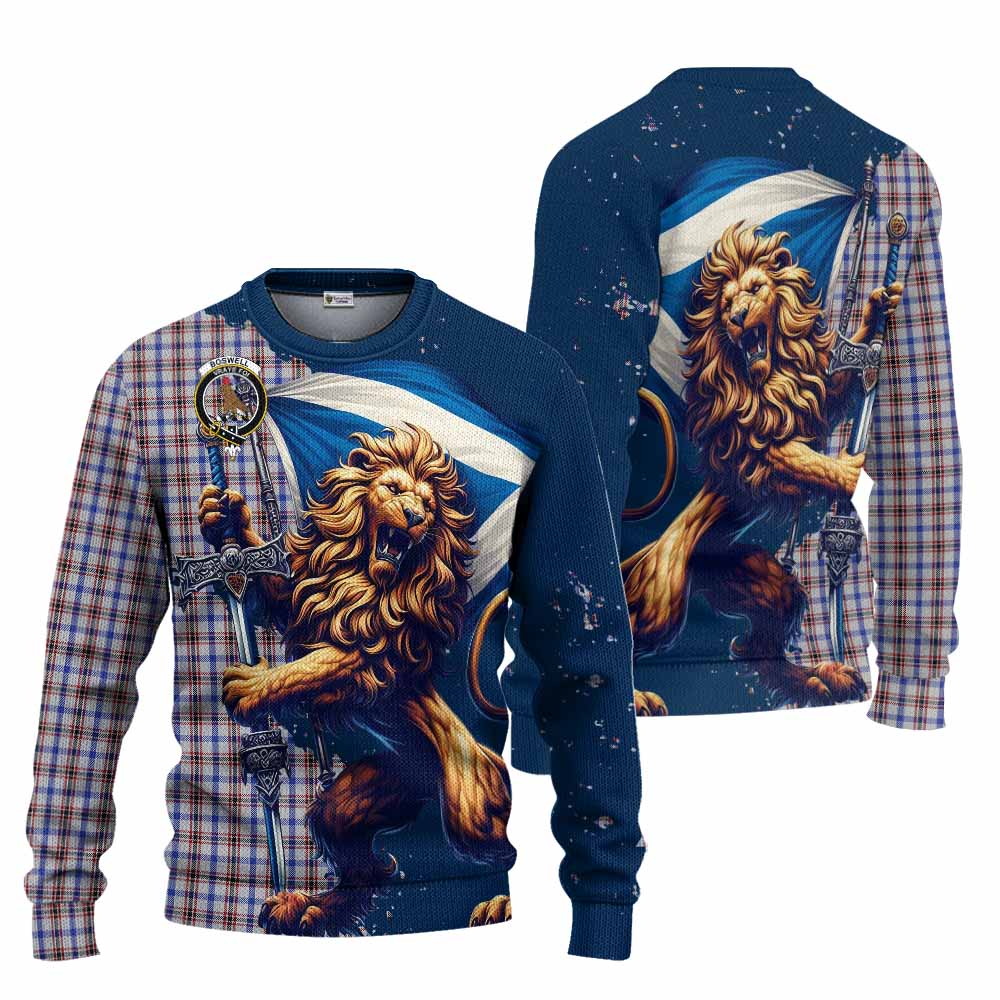 Boswell Tartan Family Crest Knitted Sweater with Scottish Majestic Lion Unisex - Tartan Vibes Clothing