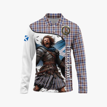 Boswell Crest Tartan Long Sleeve Polo Shirt Inspired by the Freedom of Scottish Warrior Unisex - Tartan Vibes Clothing