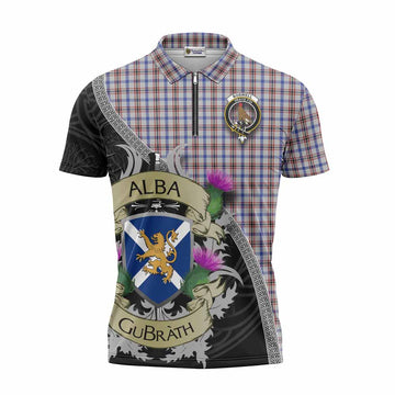 Boswell Tartan Family Crest Zipper Polo Shirt Lion Rampant Royal Thistle Shield Celtic Inspired Unisex - Tartan Vibes Clothing