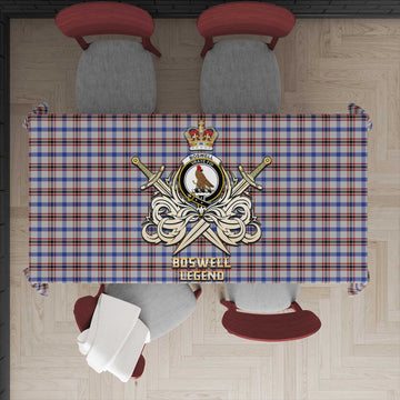 Boswell Tartan Tablecloth with Clan Crest and the Golden Sword of Courageous Legacy - Tartan Vibes Clothing