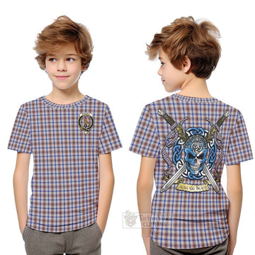 Boswell Tartan Kid T-Shirt with Family Crest Celtic Skull Style Youth XL Size14 - Tartan Vibes Clothing