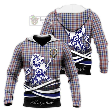 Boswell Tartan Knitted Hoodie with Alba Gu Brath Regal Lion Emblem Unisex Knitted Pullover Hoodie - Tartan Vibes Clothing