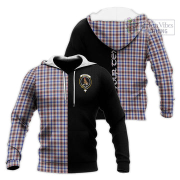 Boswell Tartan Knitted Hoodie with Family Crest and Half Of Me Style Unisex Knitted Pullover Hoodie - Tartan Vibes Clothing