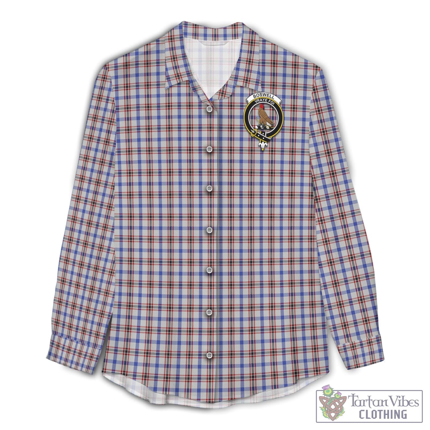 Boswell Tartan Women's Casual Shirt with Family Crest Female - Tartan Vibes Clothing