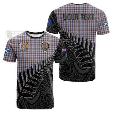 Tartan Vibes Clothing Boswell Crest Tartan Cotton T-shirt with New Zealand Silver Fern Half Style