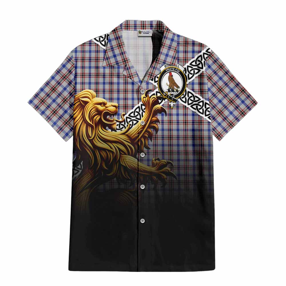 Boswell Crest Tartan Hawaiian Shirt with Golden Lion Emblem Celtic Style Kid - Tartan Vibes Clothing