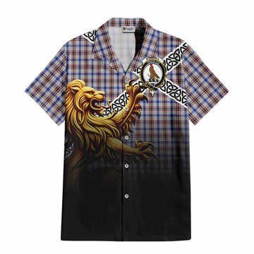 Boswell Crest Tartan Hawaiian Shirt with Golden Lion Emblem Celtic Style Kid - Tartan Vibes Clothing