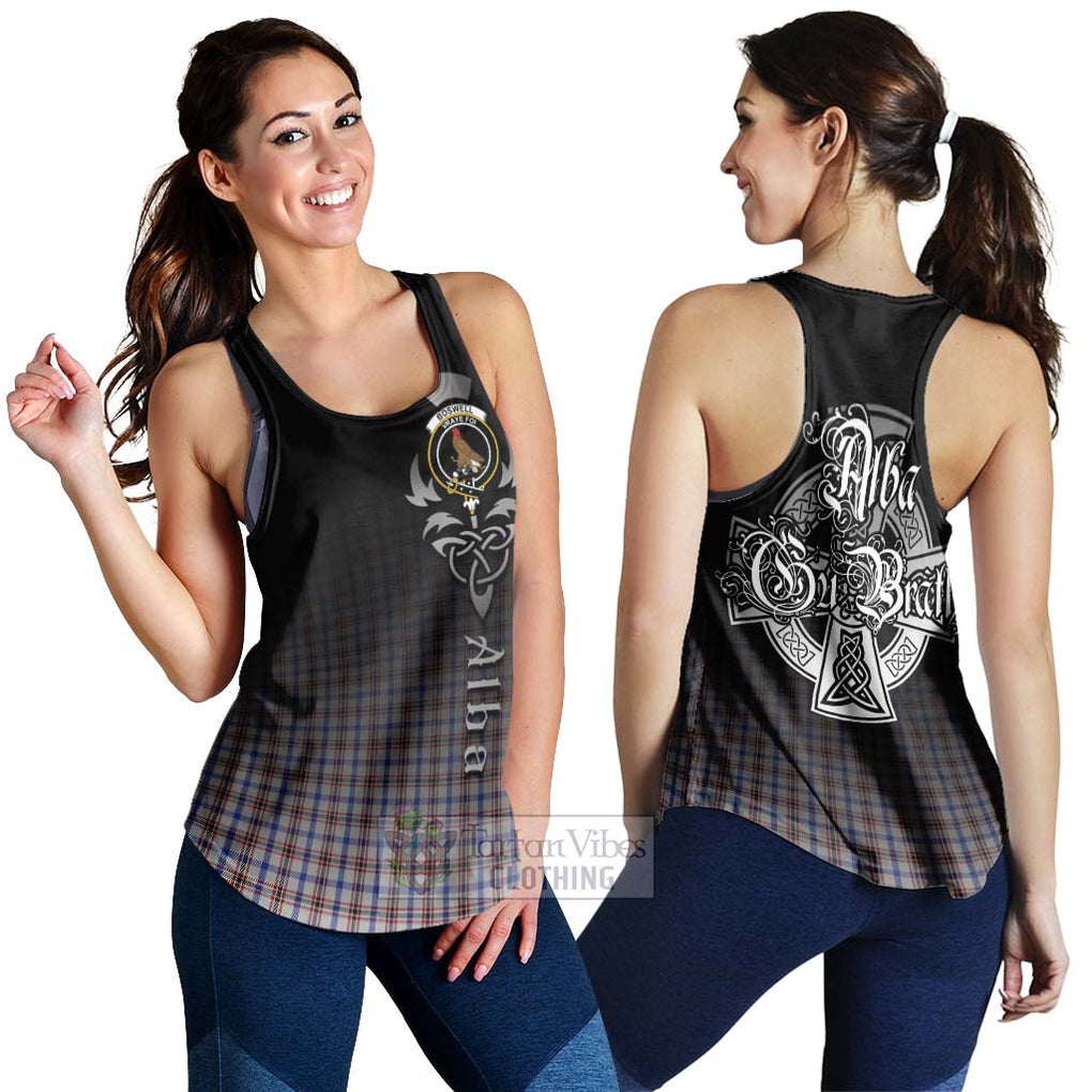 Boswell Tartan Women's Racerback Tanks Featuring Alba Gu Brath Family Crest Celtic Inspired 4XL - Tartan Vibes Clothing