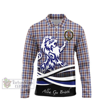 Boswell Tartan Long Sleeve Polo Shirt with Alba Gu Brath Regal Lion Emblem Unisex - Tartan Vibes Clothing