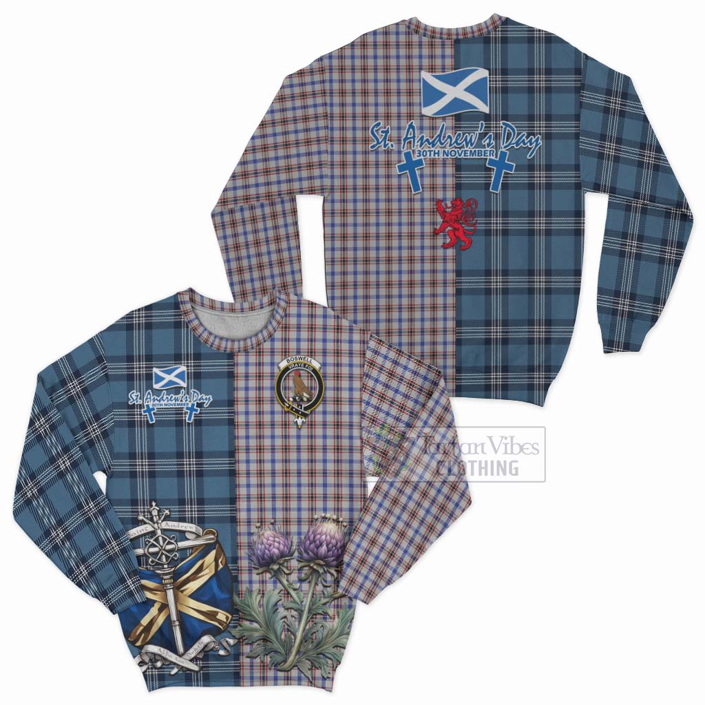 Boswell Tartan Sweatshirt Happy St. Andrew's Day Half Tartan Style Unisex - Tartan Vibes Clothing