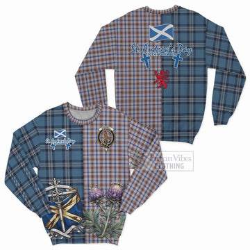 Boswell Tartan Sweatshirt Happy St. Andrew's Day Half Tartan Style Unisex - Tartan Vibes Clothing