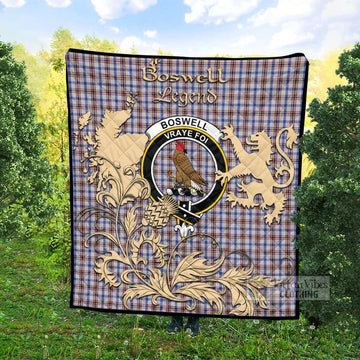 Tartan Vibes Clothing Boswell Tartan Quilt with Family Crest and Scottish Symbol Style