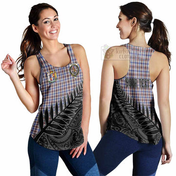 Boswell Crest Tartan Women's Racerback Tanks with New Zealand Silver Fern Half Style 4XL - Tartan Vibes Clothing