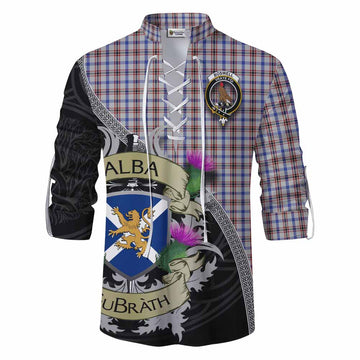 Boswell Tartan Family Crest Ghillie Kilt Shirt Lion Rampant Royal Thistle Shield Celtic Inspired Men - Tartan Vibes Clothing