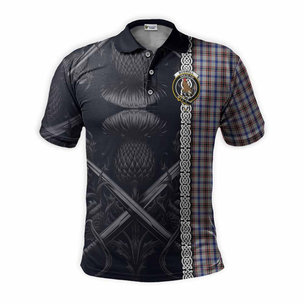 Boswell Tartan Polo Shirt with Family Crest Cross Sword Thistle Celtic Vibes Kid - Tartan Vibes Clothing