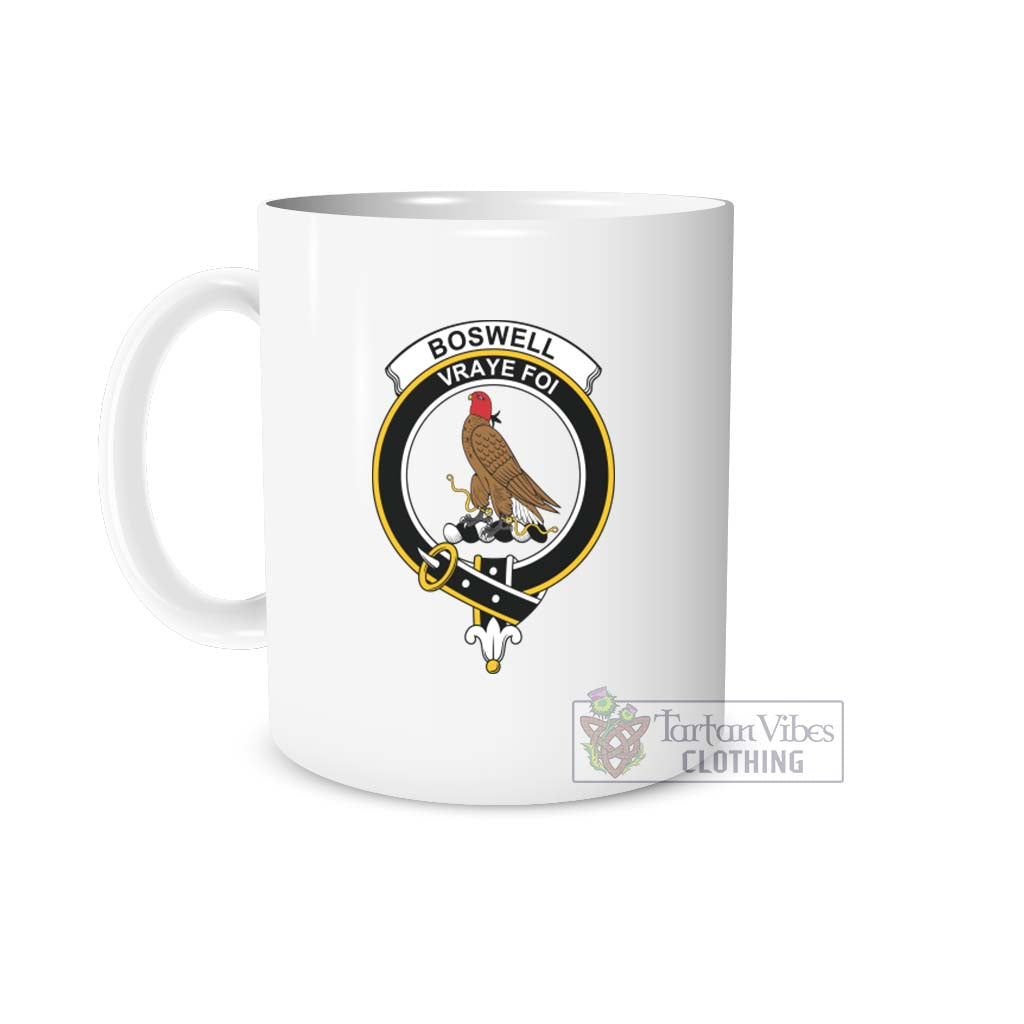 Boswell Family Crest Ceramic Mug White - 2D-tartanvibesclothing