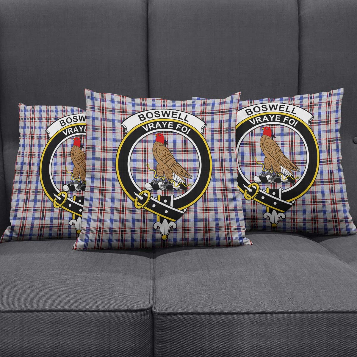 Boswell Tartan Pillow Cover with Family Crest Rectangle Pillow Cover 51*91cm - Tartan Vibes Clothing