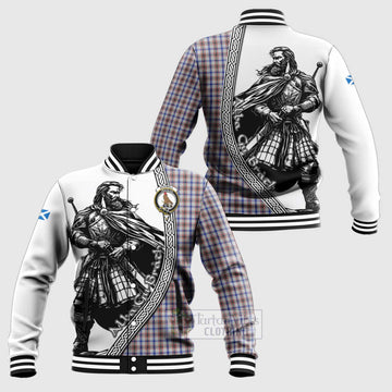 Boswell Tartan Clan Crest Baseball Jacket with Highlander Warrior Celtic Style Unisex - Tartan Vibes Clothing