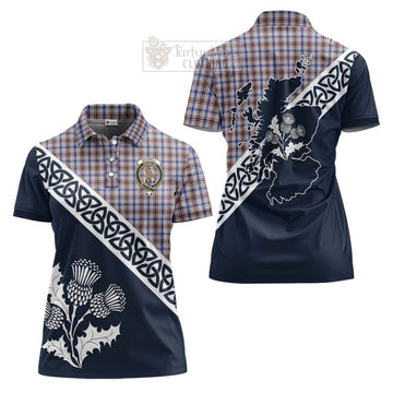 Boswell Tartan Women's Polo Shirt Featuring Thistle and Scotland Map Women - Tartanvibesclothing Store