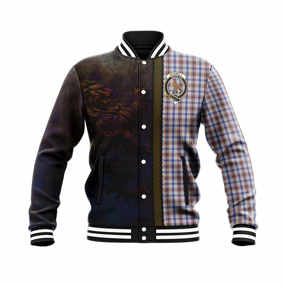 Boswell Tartan Family Crest Baseball Jacket Alba Gu Brath Be Brave Lion Ancient Style Unisex - Tartan Vibes Clothing