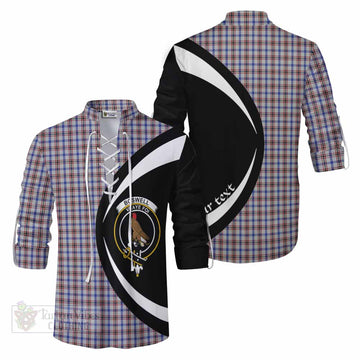 Boswell Tartan Ghillie Kilt Shirt with Family Crest Circle Style Men - Tartan Vibes Clothing