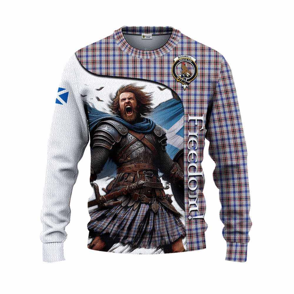 Boswell Crest Tartan Knitted Sweater Inspired by the Freedom of Scottish Warrior Unisex - Tartan Vibes Clothing