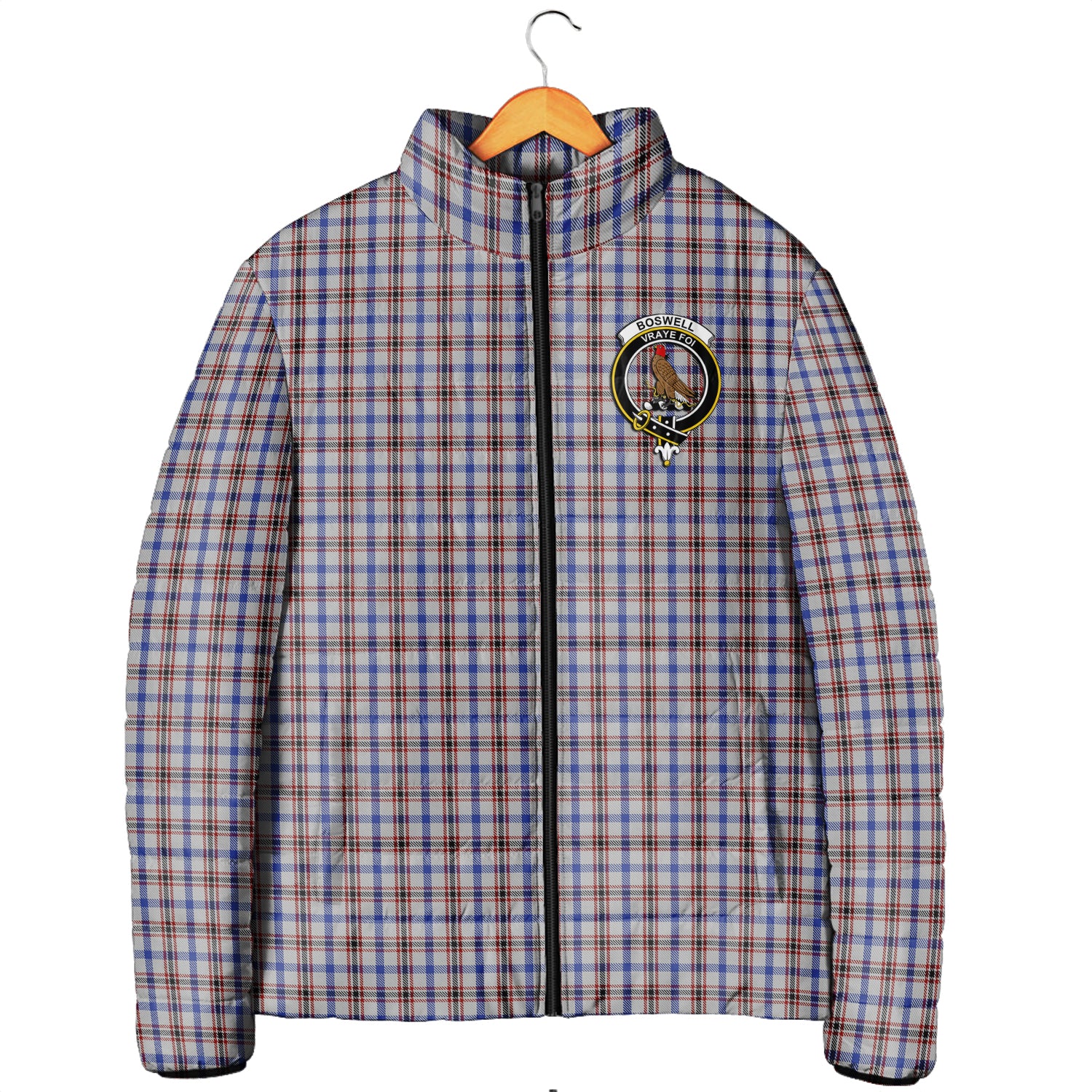 Boswell Tartan Padded Jacket with Family Crest Men's Padded Jacket - Tartan Vibes Clothing