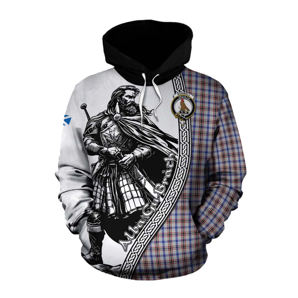 Boswell Tartan Clan Crest Cotton Hoodie with Highlander Warrior Celtic Style Pullover Hoodie XS - Tartan Vibes Clothing