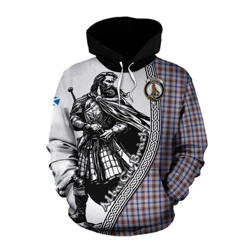 Boswell Tartan Clan Crest Cotton Hoodie with Highlander Warrior Celtic Style Pullover Hoodie XS - Tartan Vibes Clothing