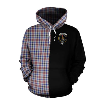 Boswell Tartan Cotton Hoodie with Family Crest and Half Of Me Style Pullover Hoodie XS - Tartan Vibes Clothing