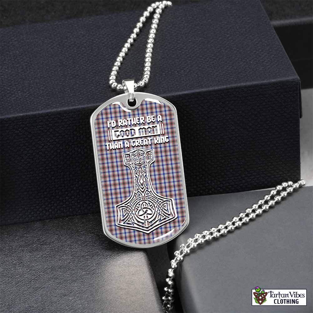 Boswell Tartan Dog Tag Necklace Viking Mjolnir Style Silver No - Tartan Vibes Clothing