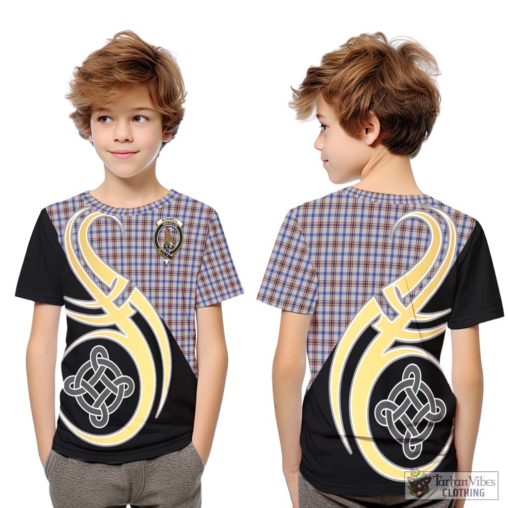 Boswell Tartan Kid T-Shirt with Family Crest and Celtic Symbol Style Youth XL Size14 - Tartan Vibes Clothing