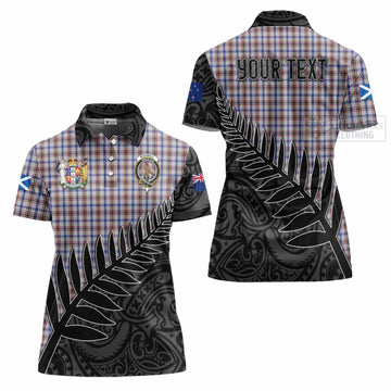 Boswell Crest Tartan Women's Polo Shirt with New Zealand Silver Fern Half Style Women - Tartan Vibes Clothing