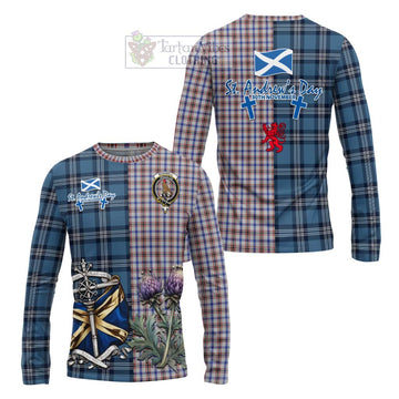 Boswell Tartan Long Sleeve T-Shirt Happy St. Andrew's Day Half Tartan Style Unisex - Tartan Vibes Clothing