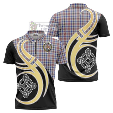 Boswell Tartan Zipper Polo Shirt with Family Crest and Celtic Symbol Style Unisex - Tartan Vibes Clothing