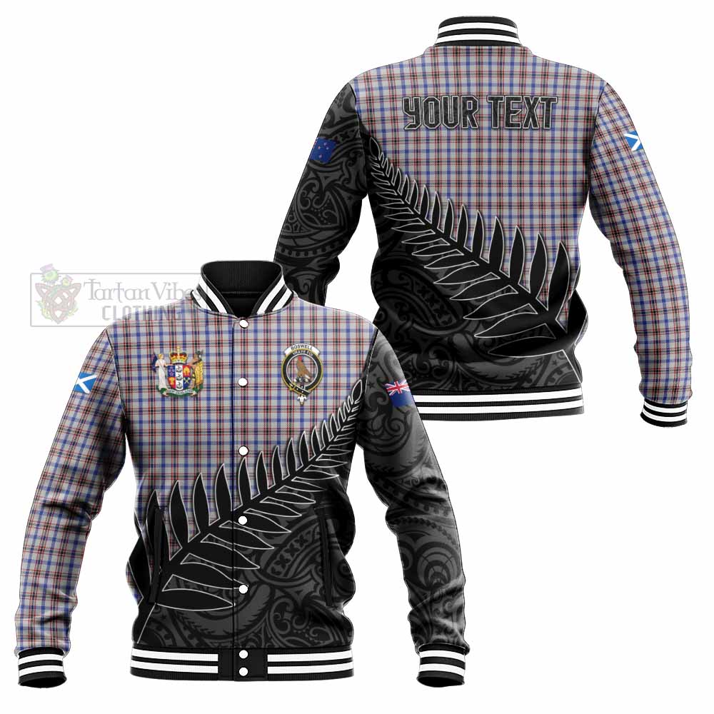 Boswell Crest Tartan Baseball Jacket with New Zealand Silver Fern Half Style Unisex - Tartan Vibes Clothing