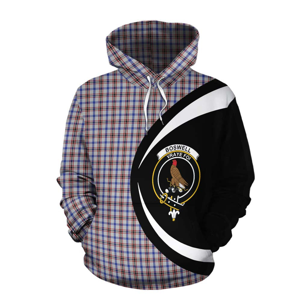 Boswell Tartan Cotton Hoodie with Family Crest Circle Style Pullover Hoodie XS - Tartan Vibes Clothing